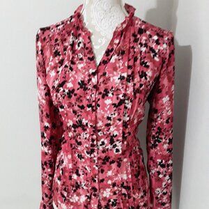 nanette Nanette Lepore beautiful pink pleated floral top size L